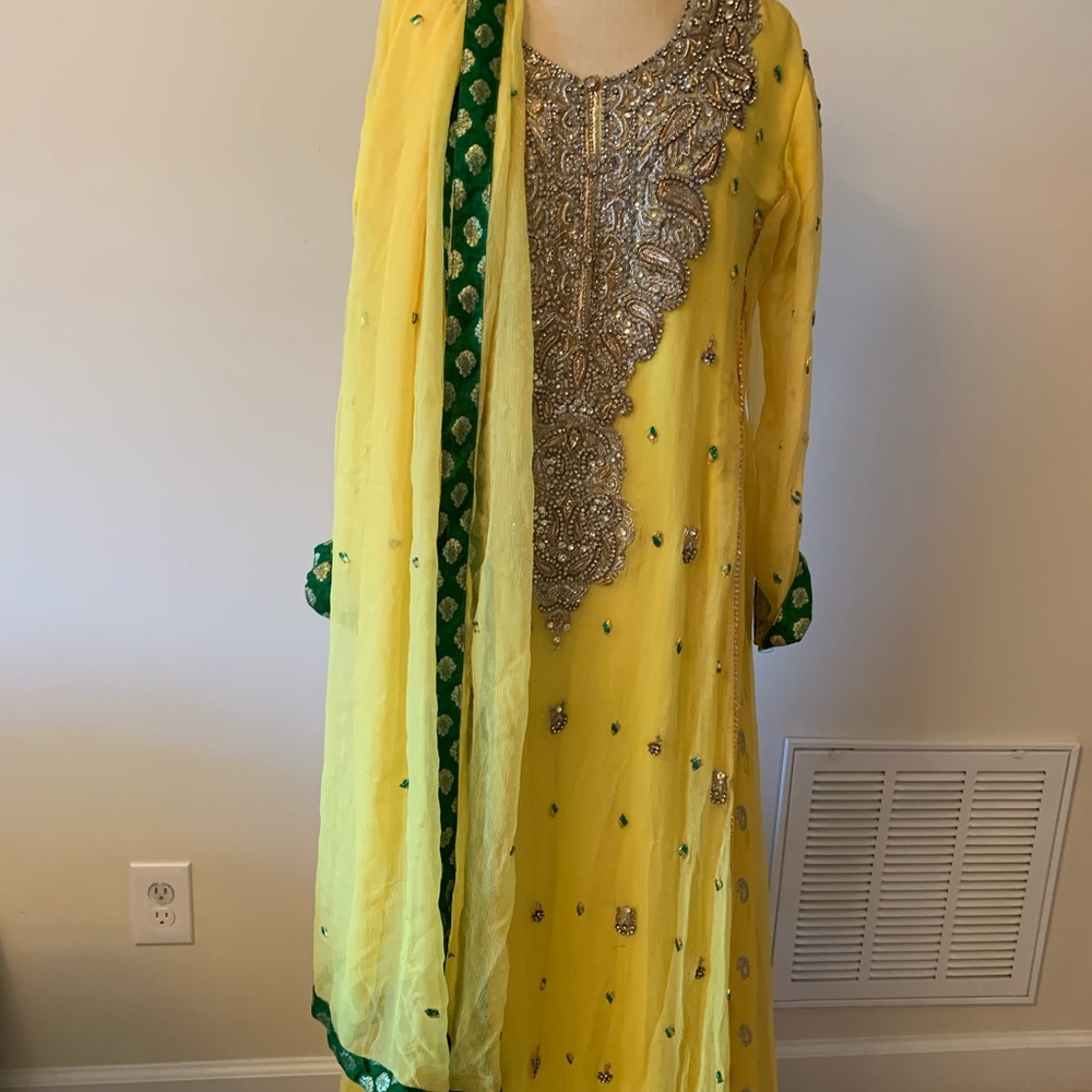 Beautiful Yellow jewel encrusted tunic